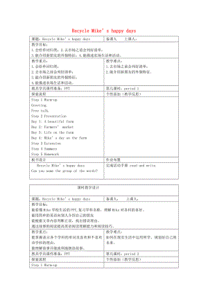 2022春六年級(jí)英語下冊(cè)《Recycle Mike’s happy days》教案2 （新版）人教PEP版