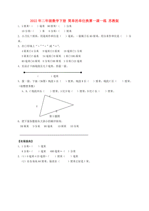 2022年二年級數(shù)學下冊 簡單的單位換算一課一練 蘇教版