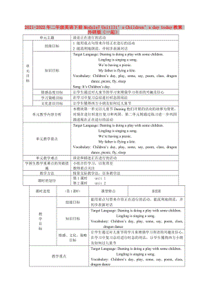 2021-2022年二年級英語下冊 Module7 Unit1It’s Children’s day today教案 外研版（一起）