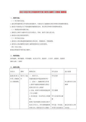 2021-2022年三年級科學(xué)下冊 制作小磁針 2教案 冀教版