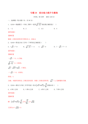 2020年中考數(shù)學基礎題型提分講練 專題28 綜合能力提升（含解析）