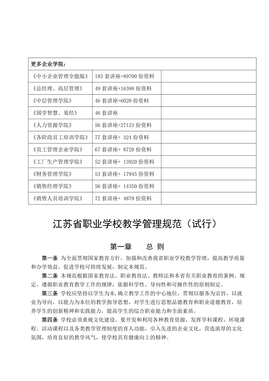 江苏省职业学校教学管理相关规范_第1页