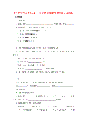 2022年六年級語文上冊 5.25《門外有敲門聲》同步練習(xí) 上海版