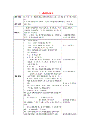 2022春三年級(jí)數(shù)學(xué)下冊(cè) 5.2《一位小數(shù)的加減法》教案1 （新版）西師大版