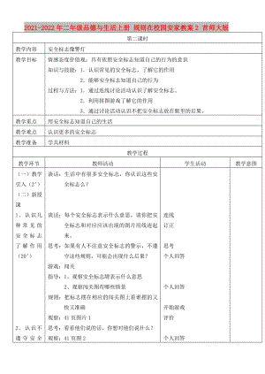 2021-2022年二年級品德與生活上冊 規(guī)則在校園安家教案2 首師大版