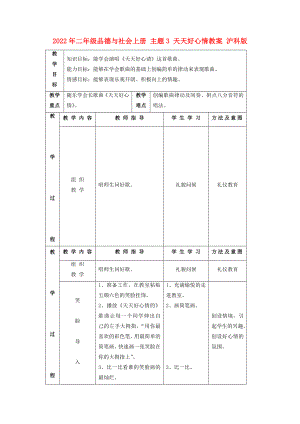 2022年二年級(jí)品德與社會(huì)上冊(cè) 主題3 天天好心情教案 滬科版