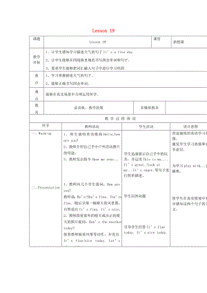 四年級(jí)英語(yǔ)上冊(cè) Unit 4 How’s the weather today教案 人教精通版