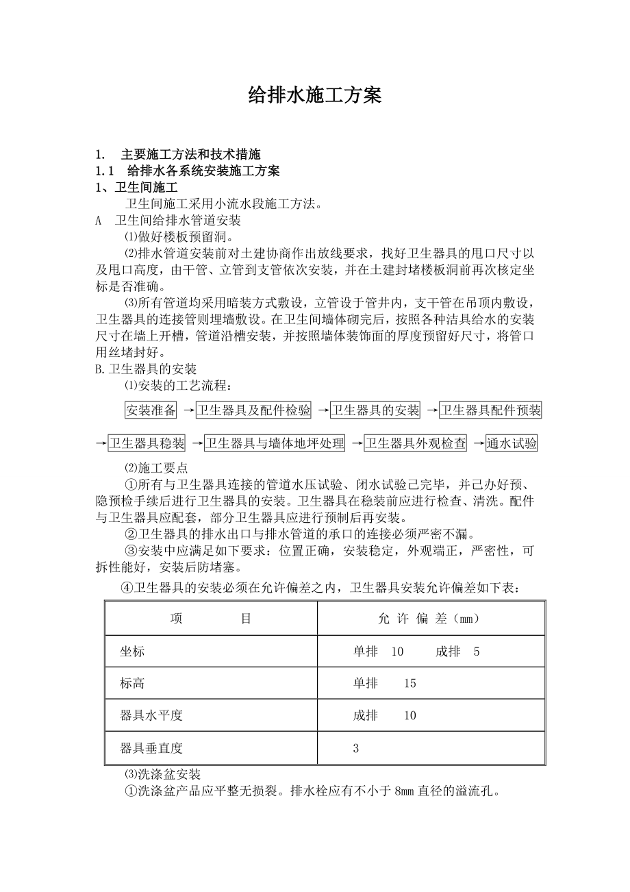 某住宅工程给排水施工组织设计方案_第1页