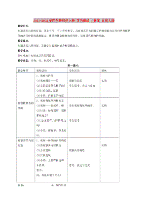 2021-2022年四年級科學(xué)上冊 莖的組成 1教案 首師大版