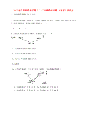 2022年六年級數(shù)學下冊 5.2 行走路線練習題 （新版）蘇教版