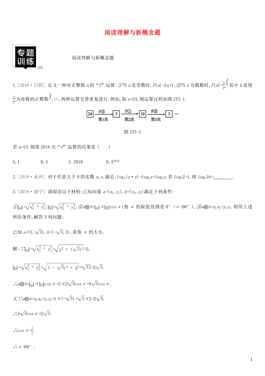 湖南省2019年中考數(shù)學總復習 專題訓練05 閱讀理解與新概念題練習_第1頁