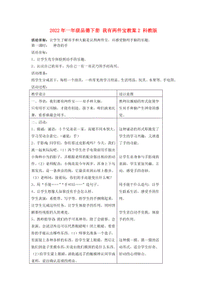 2022年一年級品德下冊 我有兩件寶教案2 科教版