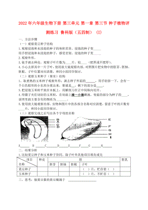 2022年六年級生物下冊 第三單元 第一章 第三節(jié) 種子植物評測練習(xí) 魯科版（五四制） (I)