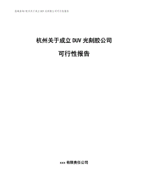 杭州关于成立DUV光刻胶公司可行性报告