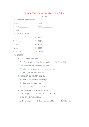 2022春五年級英語下冊 Unit 5 What’s the Weather like Today（第2課時）練習(xí)題 陜旅版