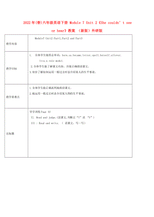 2022年(春)六年級英語下冊 Module 7 Unit 2《She couldn’t see or hear》教案 （新版）外研版