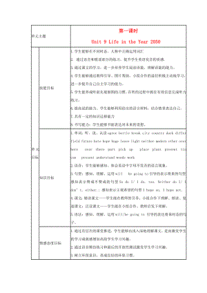 2022春六年級英語下冊 Unit 9《The Year 2050》教案 北師大版