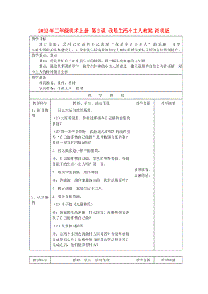 2022年三年級美術上冊 第2課 我是生活小主人教案 湘美版