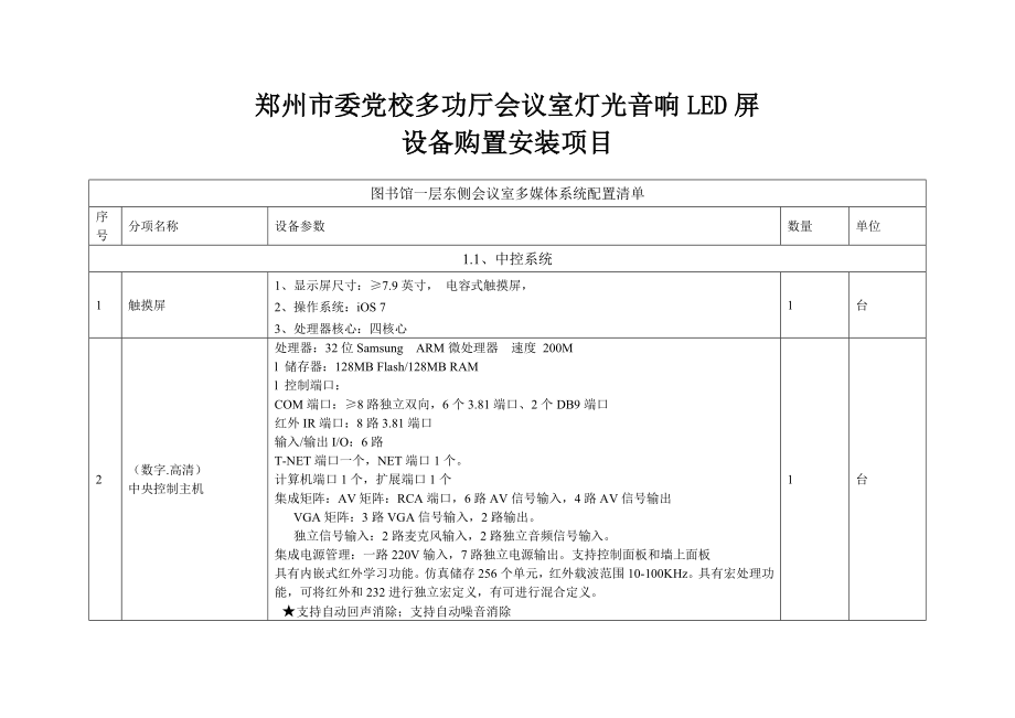 郑州市委党校多功厅会议室灯光音响LED屏_第1页