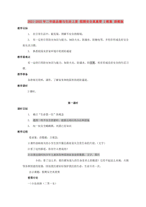 2021-2022年二年級(jí)品德與生活上冊(cè) 假期安全真重要 2教案 浙教版