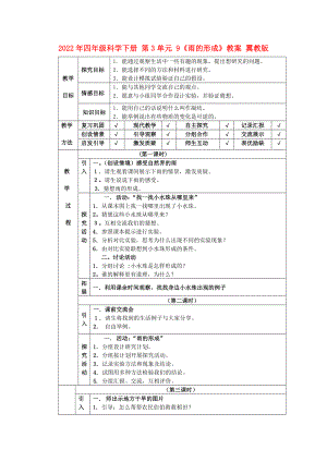 2022年四年級科學(xué)下冊 第3單元 9《雨的形成》教案 翼教版