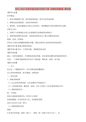 2021-2022年四年級自然與科學下冊 動物的卵教案 教科版