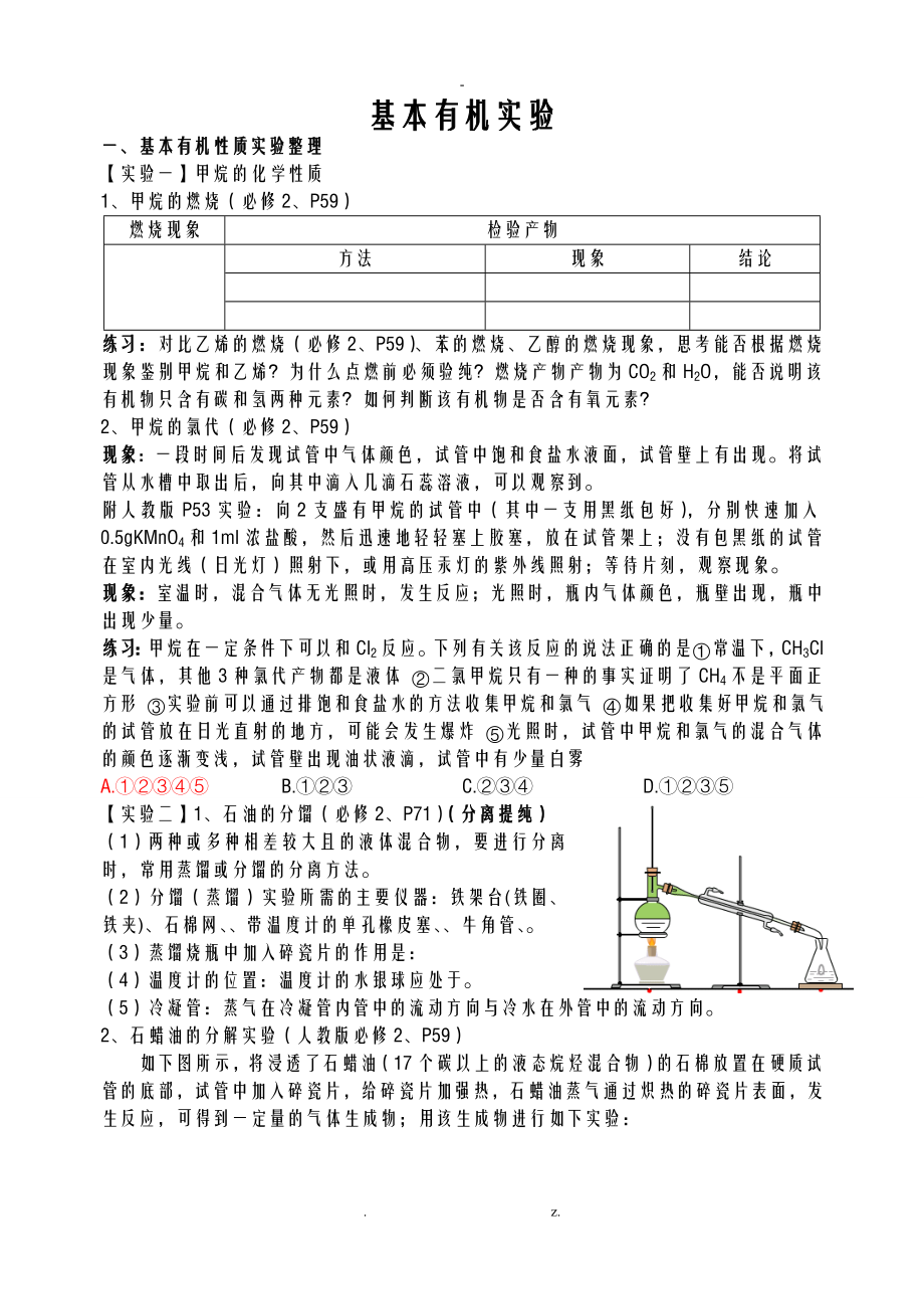 必修2有机实验总结_第1页