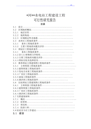 河水电站工程建设项目的可行性研究报告