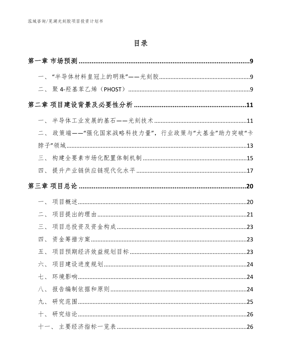 芜湖光刻胶项目投资计划书范文参考_第1页