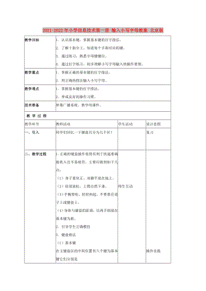 2021-2022年小學(xué)信息技術(shù)第一冊(cè) 輸入小寫字母教案 北京版