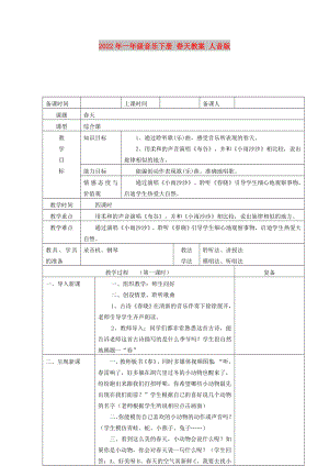 2022年一年級音樂下冊 春天教案 人音版