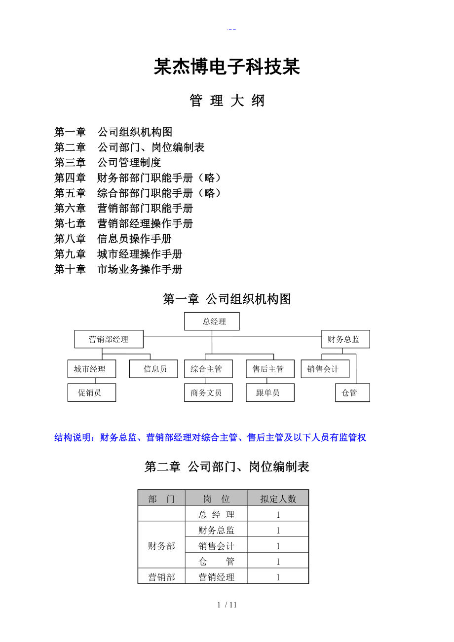 武汉杰博电子科技有限公司【管理大纲】_第1页