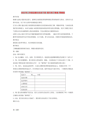 2022年二年級(jí)品德與生活下冊(cè) 夏天到了教案 鄂教版