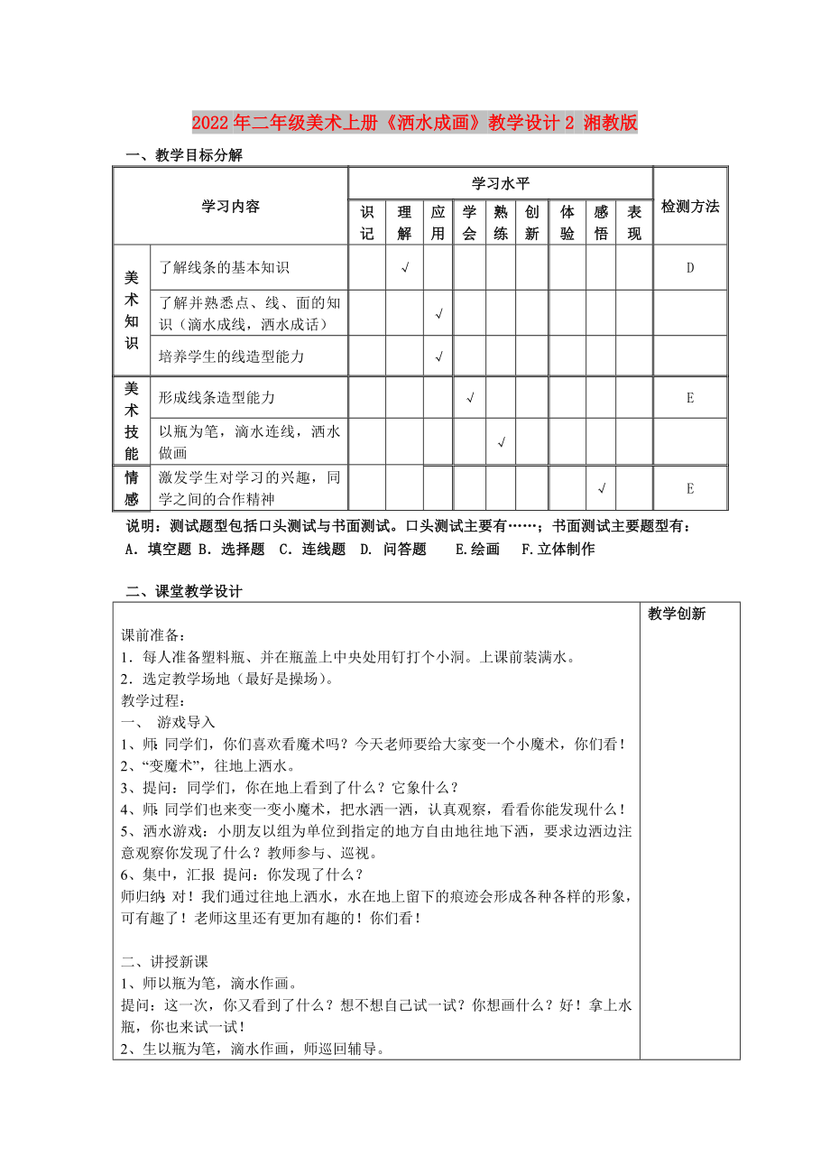 2022年二年級(jí)美術(shù)上冊(cè)《灑水成畫(huà)》教學(xué)設(shè)計(jì)2 湘教版_第1頁(yè)