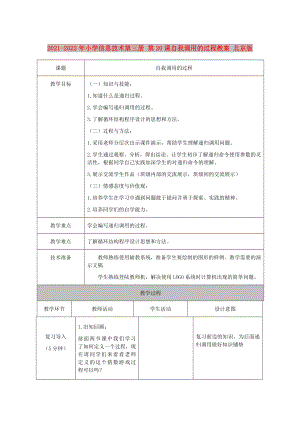 2021-2022年小學(xué)信息技術(shù)第三冊 第20課自我調(diào)用的過程教案 北京版