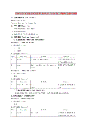 2021-2022年四年級英語下冊 Module1 Unit3 第二課教案 滬教牛津版