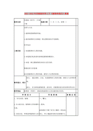 2021-2022年蘇教版科學(xué)三下《植物和我們》教案