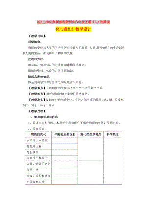 2021-2022年新教科版科學(xué)六年級下冊《2.8物質(zhì)變化與我們》教學(xué)設(shè)計