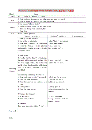 2021-2022年小學(xué)英語 Book4 Module3 Unit2教學(xué)設(shè)計 人教版