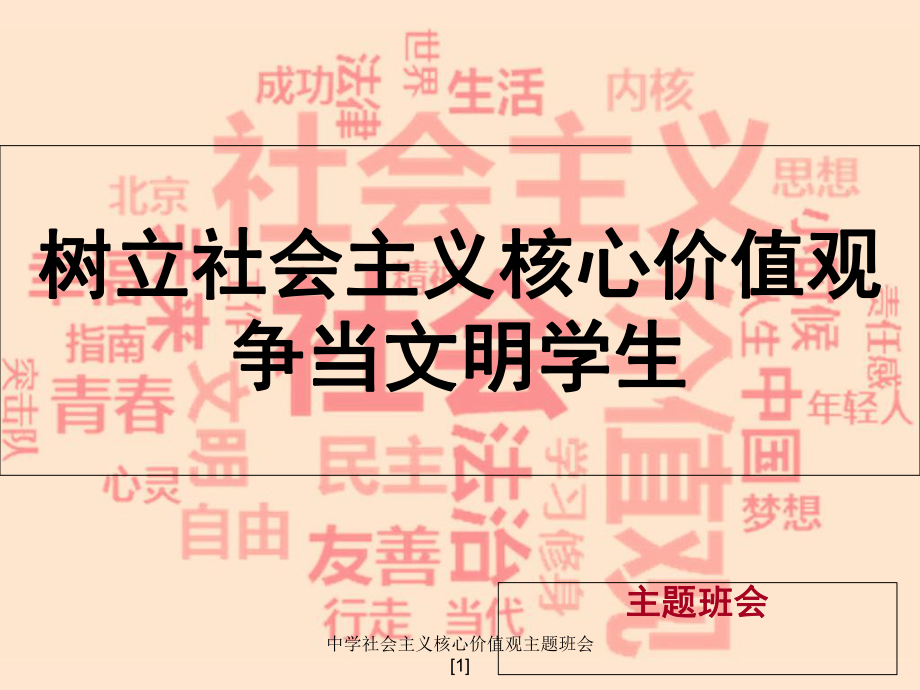 中学社会主义核心价值观主题班会1课件_第1页