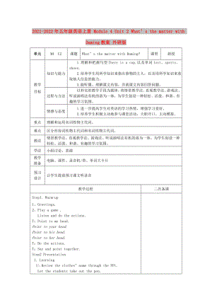 2021-2022年五年級英語上冊 Module 4 Unit 2 What’s the matter with Daming教案 外研版