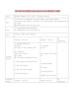 2021-2022年小學(xué)英語 Book4 Module2 Unit1教學(xué)設(shè)計 人教版