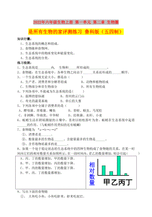 2022年六年級生物上冊 第一單元 第二章 生物圈是所有生物的家評測練習 魯科版（五四制）