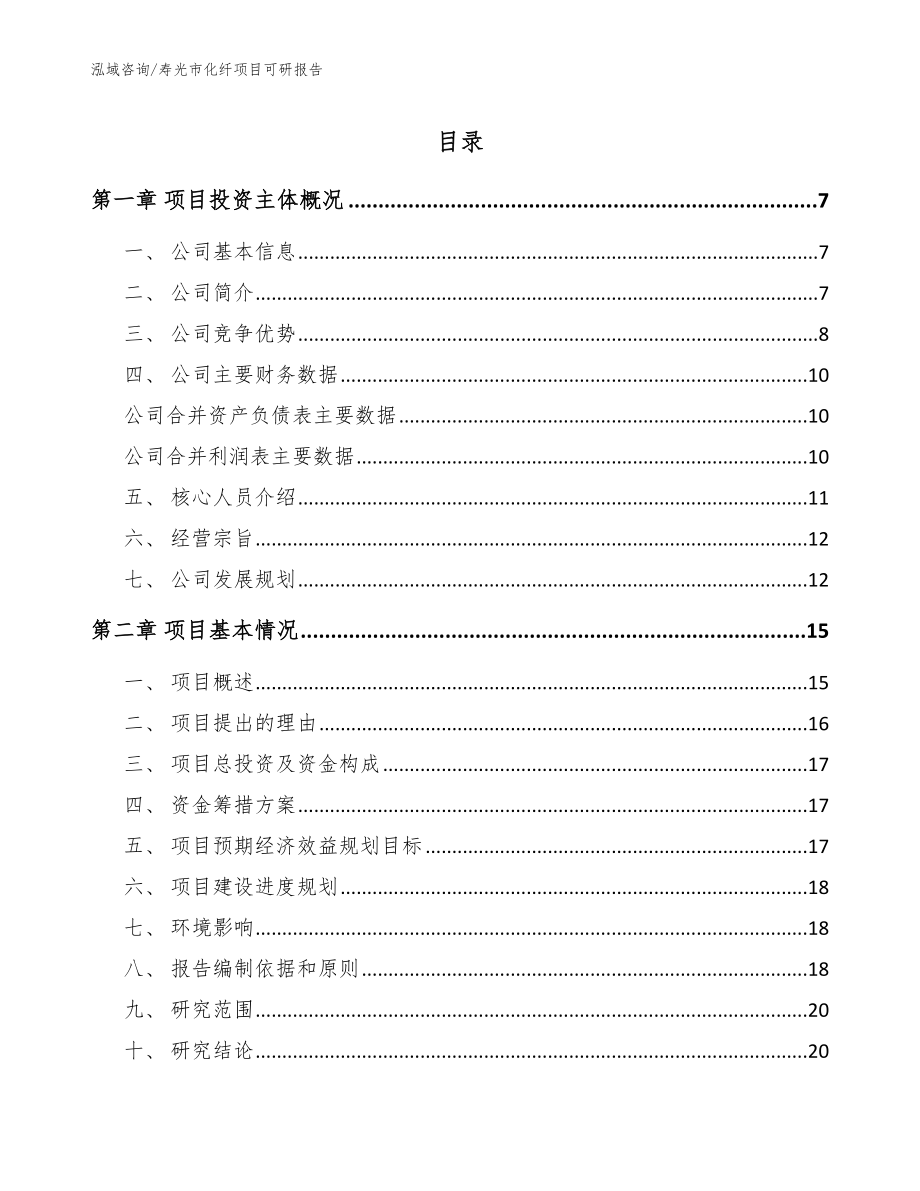 寿光市化纤项目可研报告（范文）_第1页