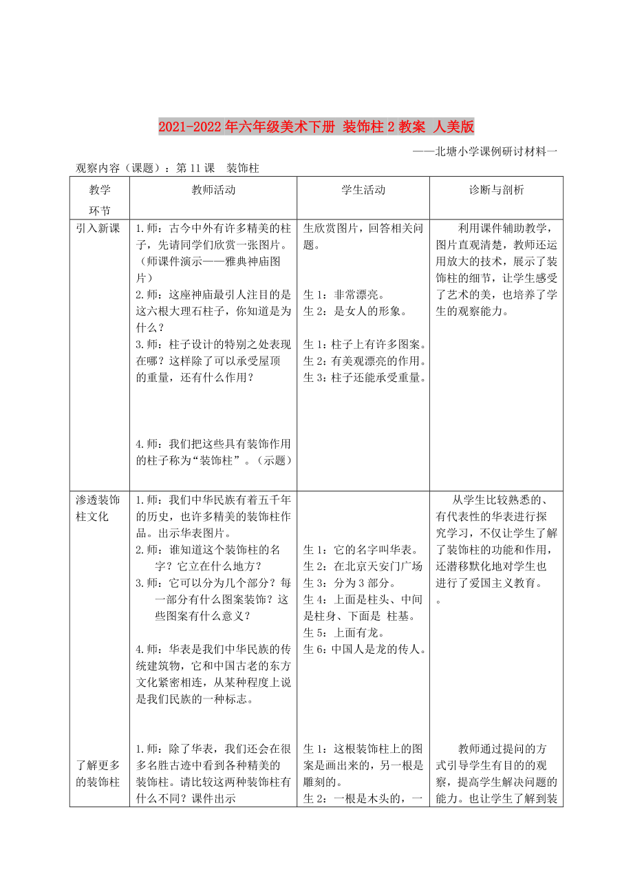 2021-2022年六年级美术下册 装饰柱2教案 人美版_第1页