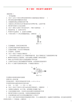 2018年中考生物 第四單元 生物圈中的人 第17課時(shí) 神經(jīng)調(diào)節(jié)與激素調(diào)節(jié)課時(shí)作業(yè)