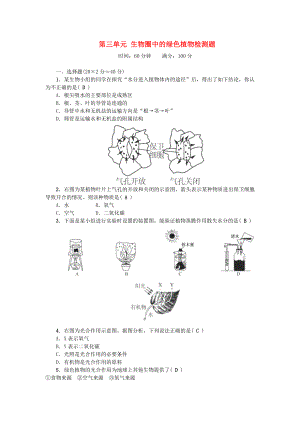 2017-2018學(xué)年七年級生物上冊 第三單元 生物圈中的綠色植物檢測題二 （新版）新人教版