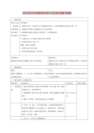 2021-2022年六年級(jí)科學(xué)下冊(cè) 人生之旅3教案 蘇教版