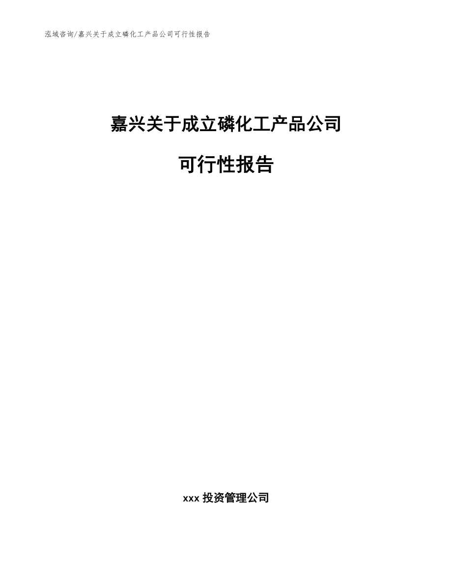 嘉兴关于成立磷化工产品公司可行性报告【范文】_第1页