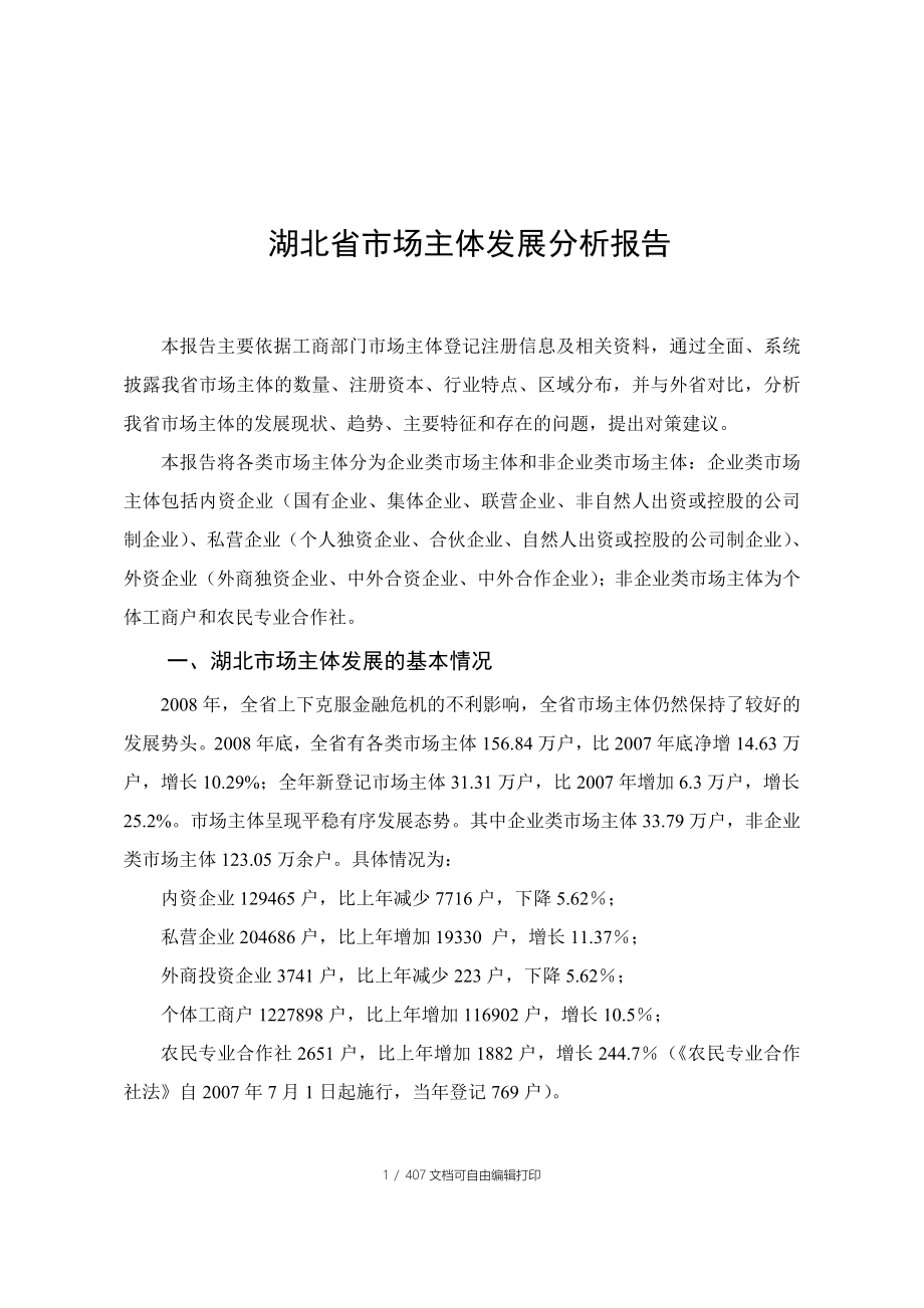湖北省市场主体发展分析报告_第1页